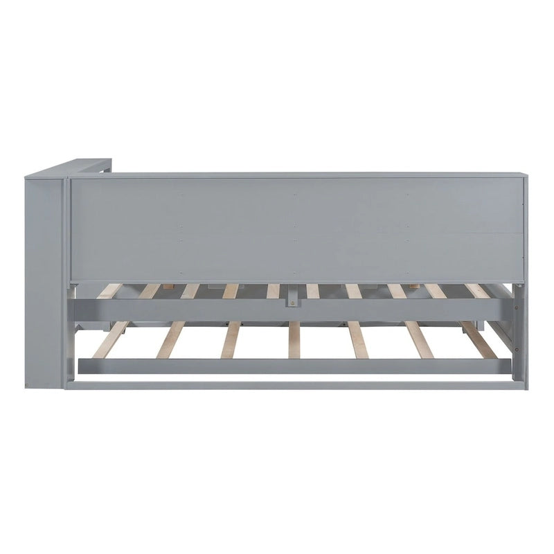 Tagesbett in Twin/Full-Größe mit Twin-Ausziehbett, Ablageboden und USB-Ladeanschlüssen