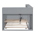 Tagesbett in Twin/Full-Größe mit Twin-Ausziehbett, Ablageboden und USB-Ladeanschlüssen
