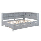 Tagesbett in Twin/Full-Größe mit Twin-Ausziehbett, Ablageboden und USB-Ladeanschlüssen