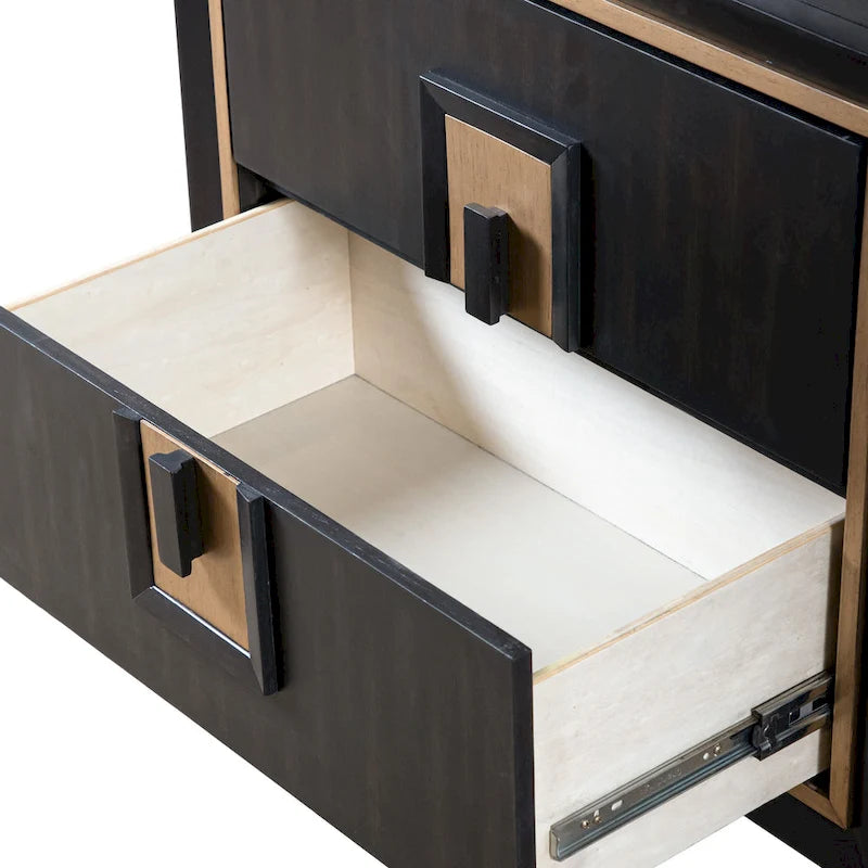 Modern 2-Drawer Espresso & Gold Nightstand