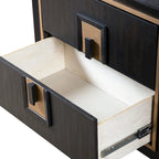 Modern 2-Drawer Espresso & Gold Nightstand