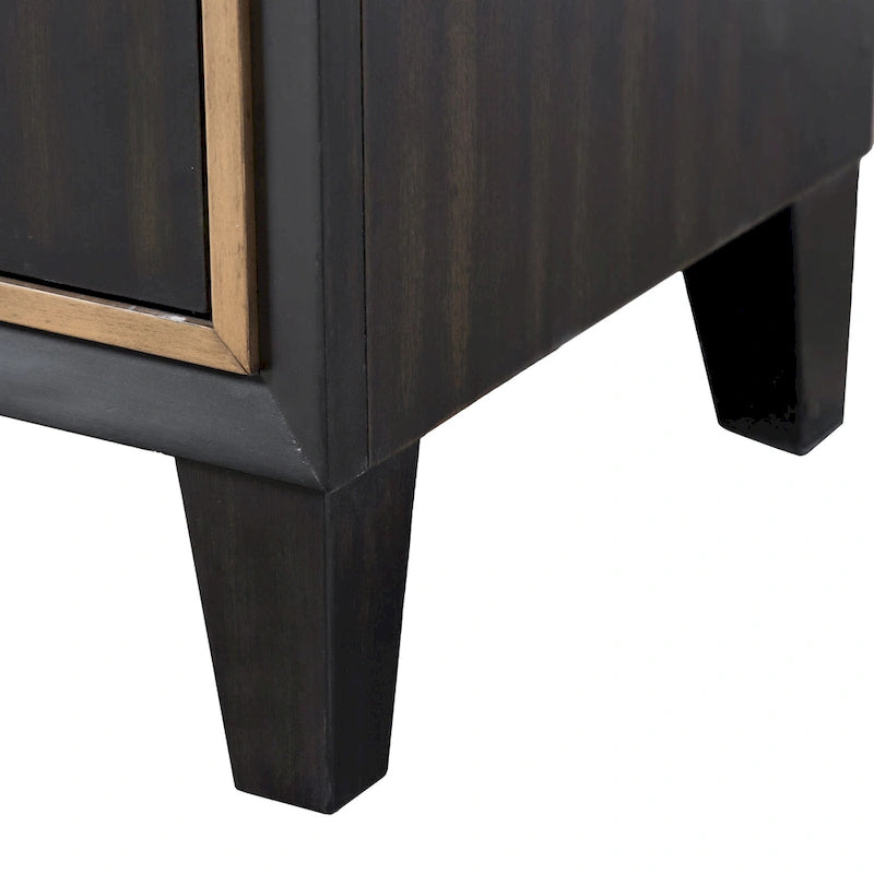 Modern 2-Drawer Espresso & Gold Nightstand