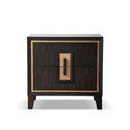 Modern 2-Drawer Espresso & Gold Nightstand
