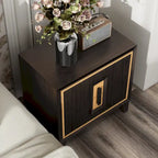 Modern 2-Drawer Espresso & Gold Nightstand