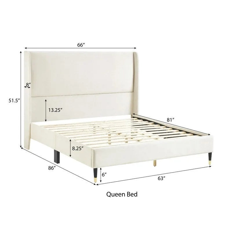 Polsterbett mit Samtbezug und hohen Kopfteilen, Queen-/King-Size