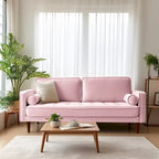 Samtsofa mit geraden Armlehnen