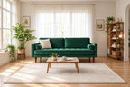 Samtsofa mit geraden Armlehnen