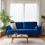 Samtsofa mit geraden Armlehnen