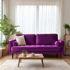 Samtsofa mit geraden Armlehnen