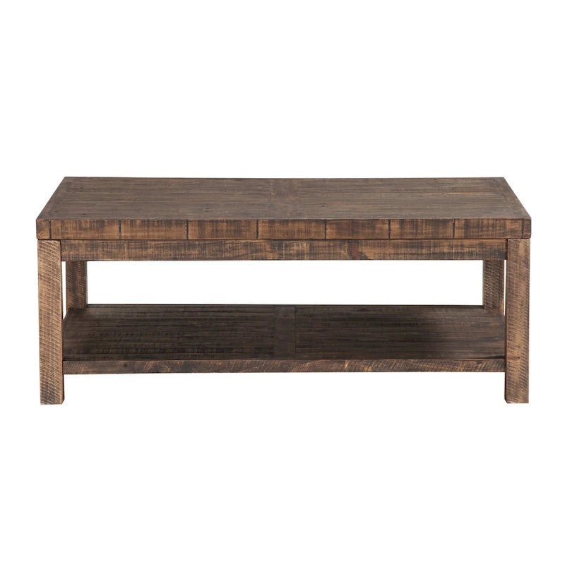 Houten salontafel met één plank, taupebruin