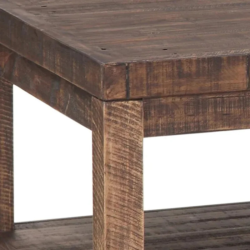 Couchtisch aus Holz mit einem Regalboden, taupebraun