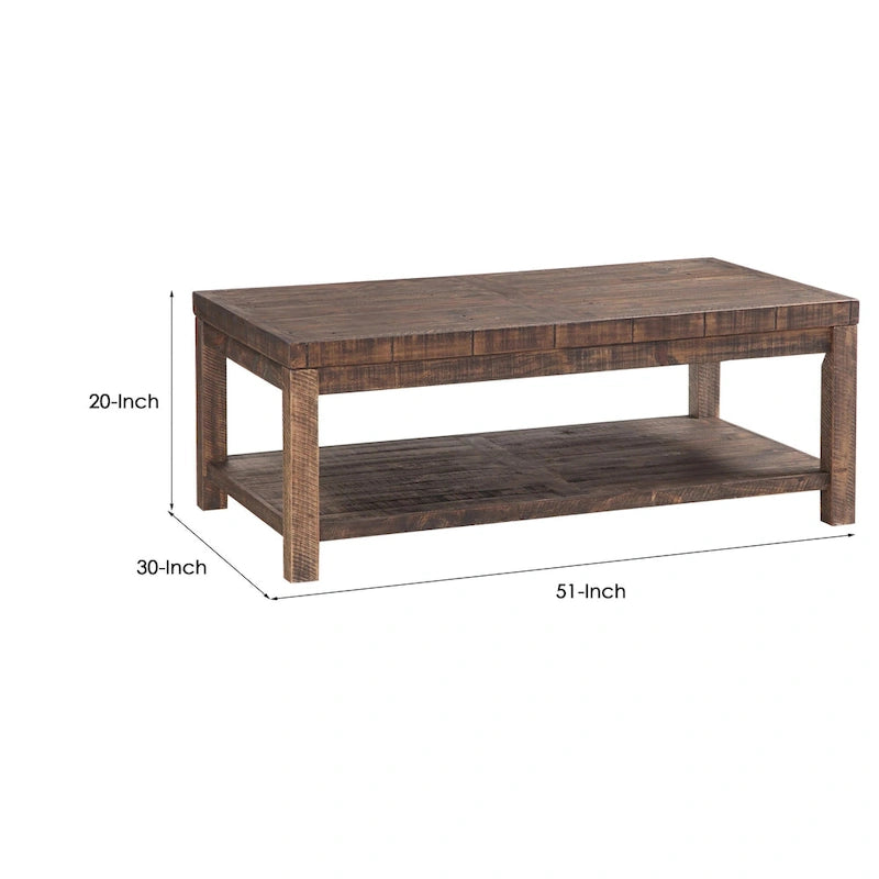 Couchtisch aus Holz mit einem Regalboden, taupebraun