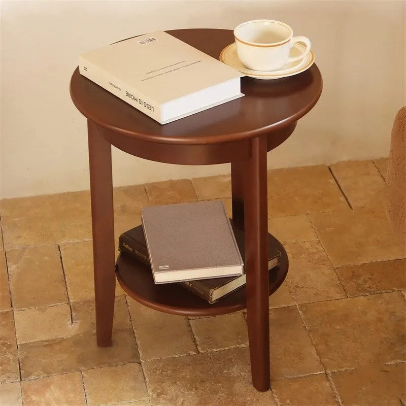 Tavolino laterale in legno a 2 livelli