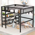 Full Size Metal Loft Bed with 4-Tier Shelves and Storage, Full Loft Bed Frame for Dorm, Boys & Girls, Teens