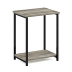 Schlichter Beistelltisch mit Metallgestell im Industrial-Stil, Espresso
