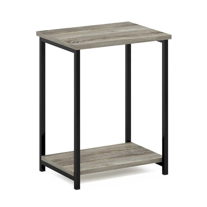 Schlichter Beistelltisch mit Metallgestell im Industrial-Stil, Espresso