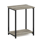 Schlichter Beistelltisch mit Metallgestell im Industrial-Stil, Espresso