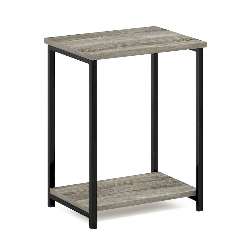 Schlichter Beistelltisch mit Metallgestell im Industrial-Stil, Espresso
