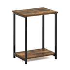 Schlichter Beistelltisch mit Metallgestell im Industrial-Stil, Espresso