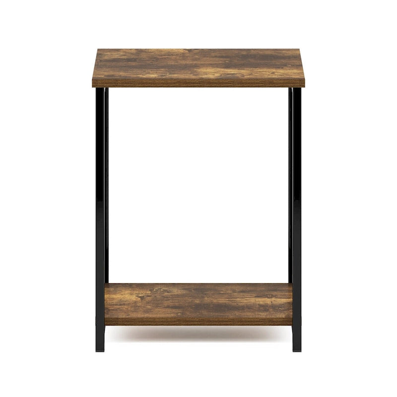 Schlichter Beistelltisch mit Metallgestell im Industrial-Stil, Espresso