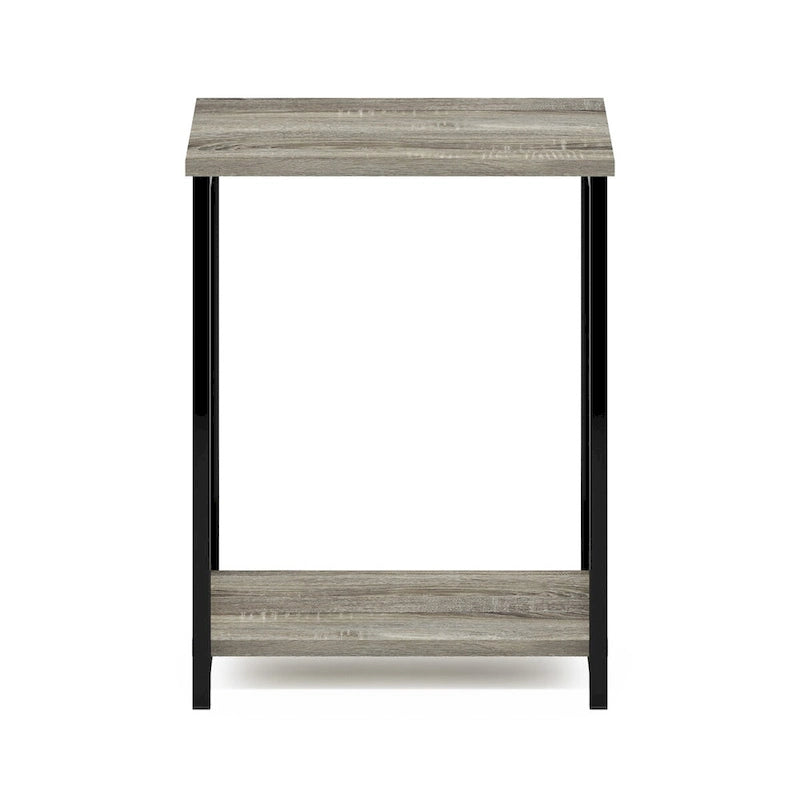 Schlichter Beistelltisch mit Metallgestell im Industrial-Stil, Espresso
