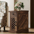 25.59 Tall End Table, Nightstand with Drawer for Bedroom, Rustic Oak - 23.62 L x 11.81 W x 25.59 H